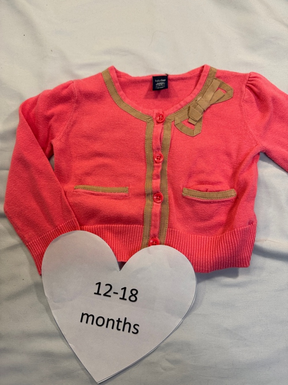 GAP  - long sleeve knit button-down cardigan sweater. Size 12 to 18 months.